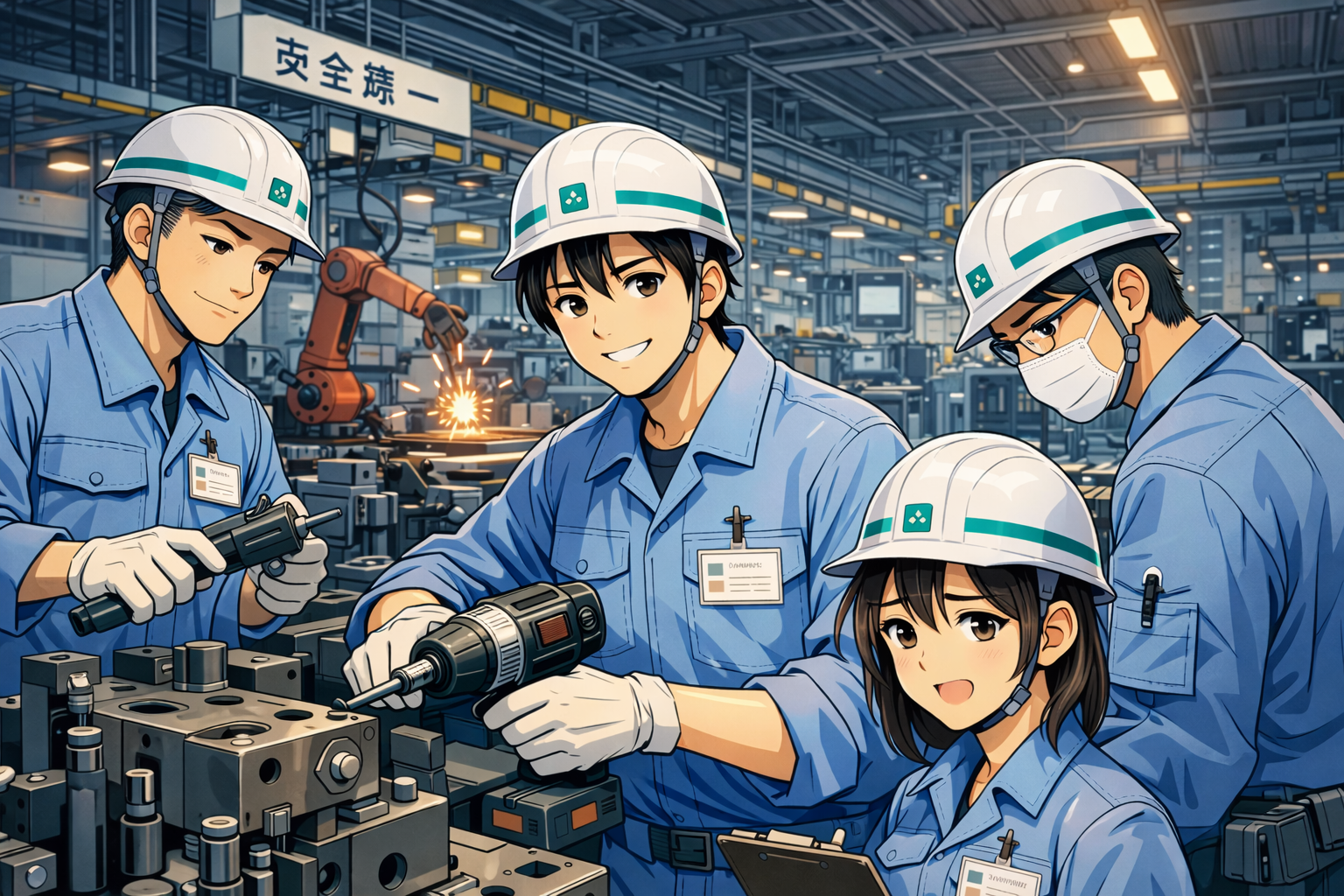 Factory workers in Japan