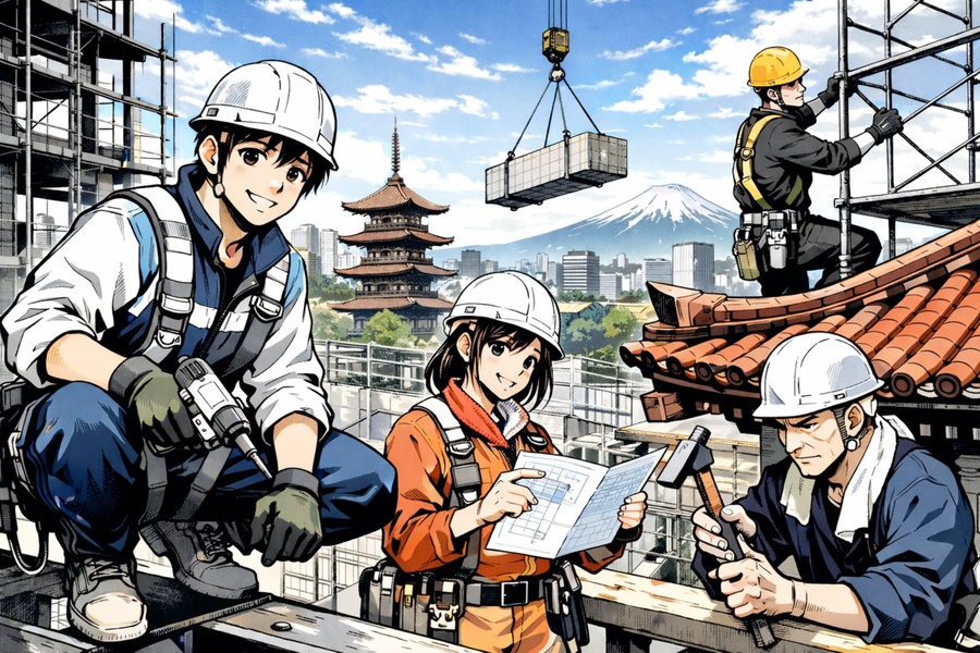 Construction workers in Japan